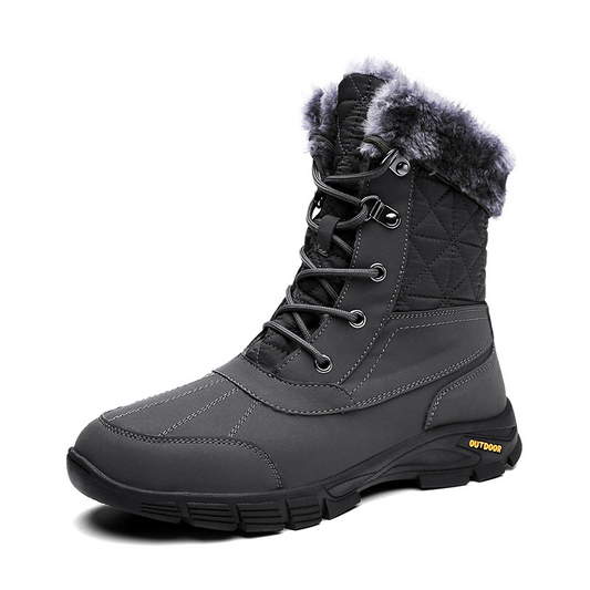 (Zeitlich begrenzter Verkauf 49 % Rabatt) Herren Winter Warme Dicke Leder Plateau Fellgefütterte Schneestiefel Wasserdicht Rutschfest Abriebfest Winterstiefel