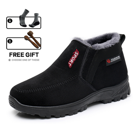 (RÄUMUNGSVERKAUF 70% RABATT) Herren 2024 Winter Neue wasserdichte und rutschfeste Slip-On warme Baumwollschuhe Korrektur Knöchelstütze breite Zehenwölbungsstütze Sportschuhe
