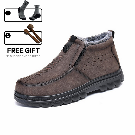 (Zeitlich begrenzter Rabatt 70% Rabatt) Herren Winter Warme Echtleder Flanell gefütterte Orthesen-Stiefel Fußgewölbestütze Wasserdichte Rutschfeste Stiefel