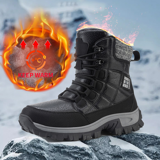 (⏰Zeitlich begrenzter Rabatt 49% Rabatt)Herren dicke warme Schneestiefel, weite Zehenpartie, rutschfeste, fellgefütterte Lederstiefel, wasserdichte Winterwanderstiefel
