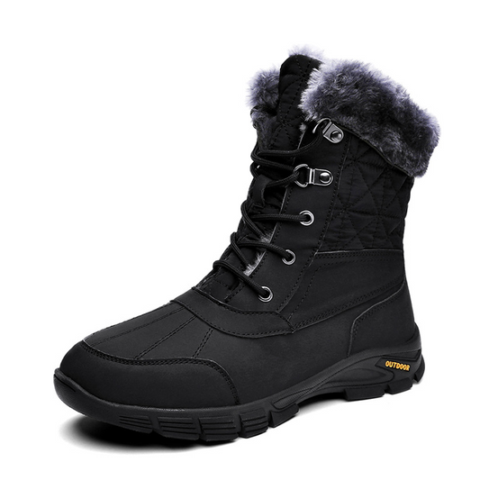 (Zeitlich begrenzter Verkauf 49 % Rabatt) Herren Winter Warme Dicke Leder Plateau Fellgefütterte Schneestiefel Wasserdicht Rutschfest Abriebfest Winterstiefel