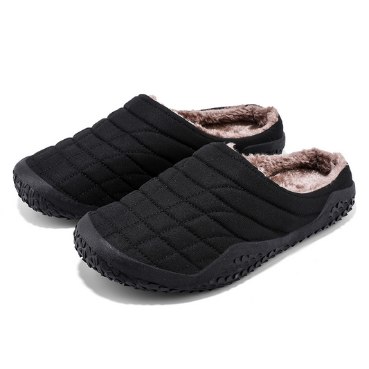(Zeitlich begrenztes Angebot 49% Rabatt) Herren Hausschuhe Winter warm Plüschschuhe für Zuhause dicke Sohle wasserdicht Leder Hausschuhe Baumwollschuhe