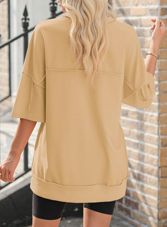 2024 Neues Damenmode Oversize T-Shirt mit unregelmäßigem Saum (2 kaufen, kostenloser Versand)