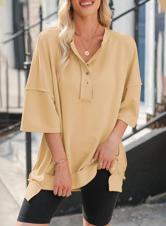 2024 Neues Damenmode Oversize T-Shirt mit unregelmäßigem Saum (2 kaufen, kostenloser Versand)