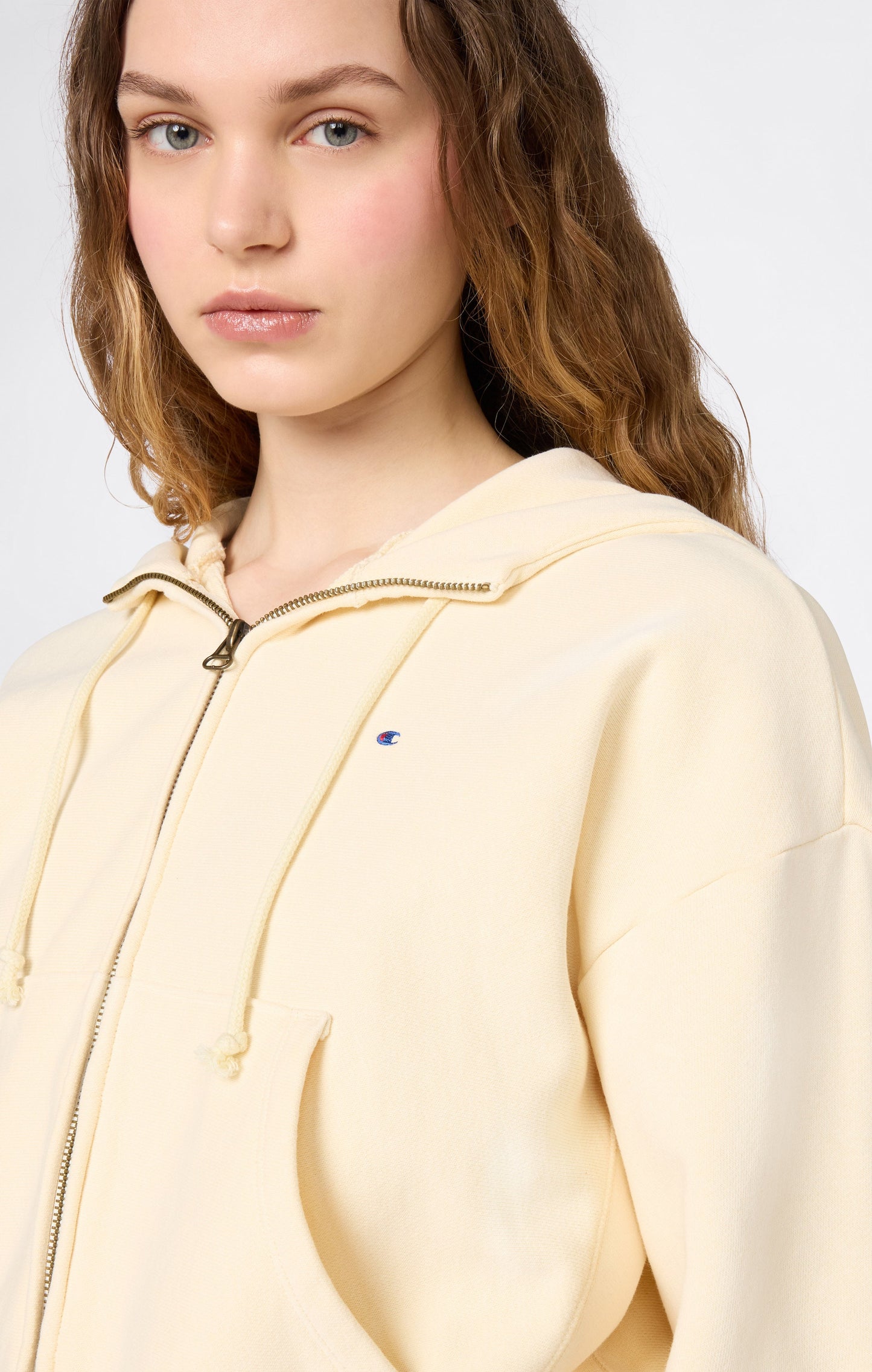 Leichter Damen-Kapuzenpullover mit Reißverschluss (Reverse Weave)