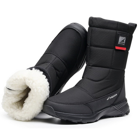 (Zeitlich begrenztes Angebot 49% Rabatt) Unisex Schneestiefel Dicke Leder Plateau Fellgefüttert Warm Mid-Calf Boots Wasserdicht Rutschfeste Winterstiefel (2024 Wärme-Upgrade)