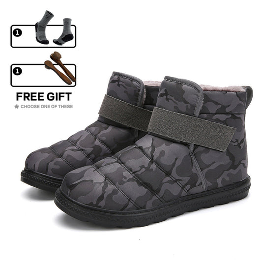 (Zeitlich begrenztes 70% Rabatt-Event) Herren 2024 Winter Neu Warm Wasserdicht Rutschfest Stichfest Klettverschluss Slipper Schneestiefel Knöchelunterstützung Orthopädisch Breite Zehenbox Fußgewölbeunterstützung Baumwollschuhe