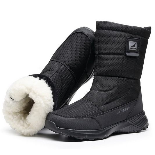 (Zeitlich begrenztes Angebot 49% Rabatt) Unisex Schneestiefel Dicke Leder Plateau Fellgefüttert Warm Mid-Calf Boots Wasserdicht Rutschfeste Winterstiefel (2024 Wärme-Upgrade)